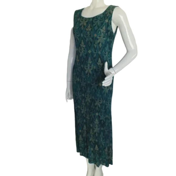 Karin Stevens Dress Set, 8, 2 pc, Cropped Jacket, Green/Tan Baroque print - Picture 7 of 15